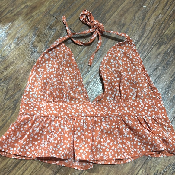 Tops - NWOT Orange Flowy Floral Top